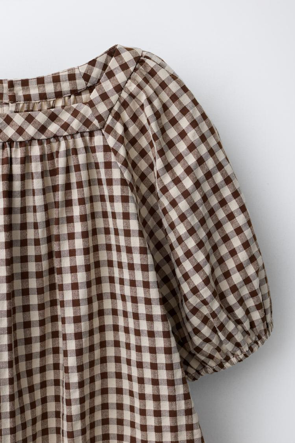 ZARA ПЛАТЬЕ В КЛЕТКУ, БЕЖЕВО-КОРИЧНЕВЫЙ