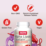 Jarrow Formulas, Alpha Lipoic Sustain, альфа-липоевая кислота с биотином, 300 мг, 120 таблеток