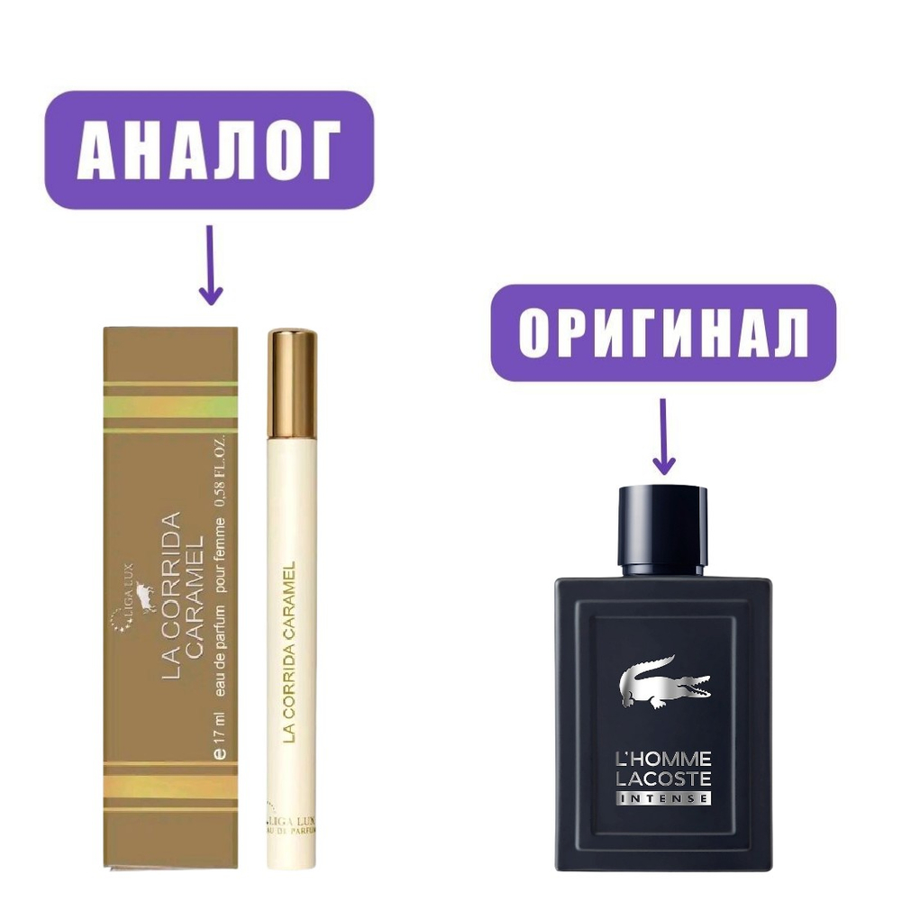 Женская парфюмерная вода LIGA LUX LA CORRIDA Caramel edP 17 мл — компактный флакон, аналог премиальной парфюмерии.