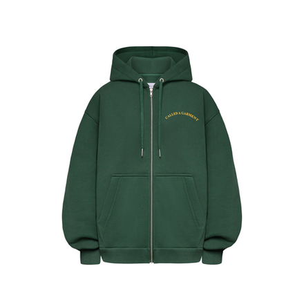 Худи Called a Garment Stamp Heavy Cotton Zip Hoodie "Dark Green"