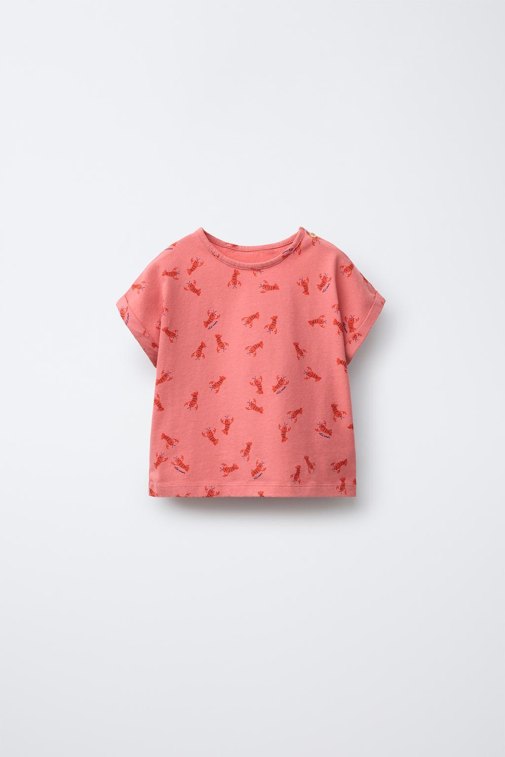 ZARA ФУТБОЛКА С ПРИНТОМ «ЛОБСТЕРЫ», КРАСНЫЙ