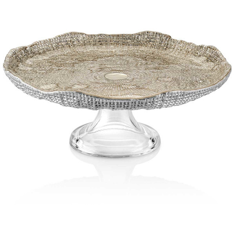 Блюдо на ножке IVV Диаманте 25см бежевое