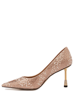 Женские туфли шампейн кожаные бежевые с камнями