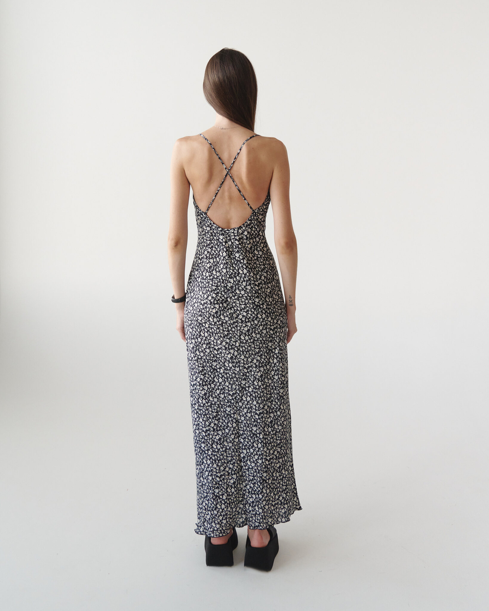 Slip Dress Black Flower