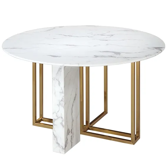 Стол Marble Cross Round, Ø150 см, белый керамогранит