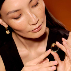 Кольцо с Зелёным Аметистом и Желтымм Сапфирами, Эмаль, R0176-50/29