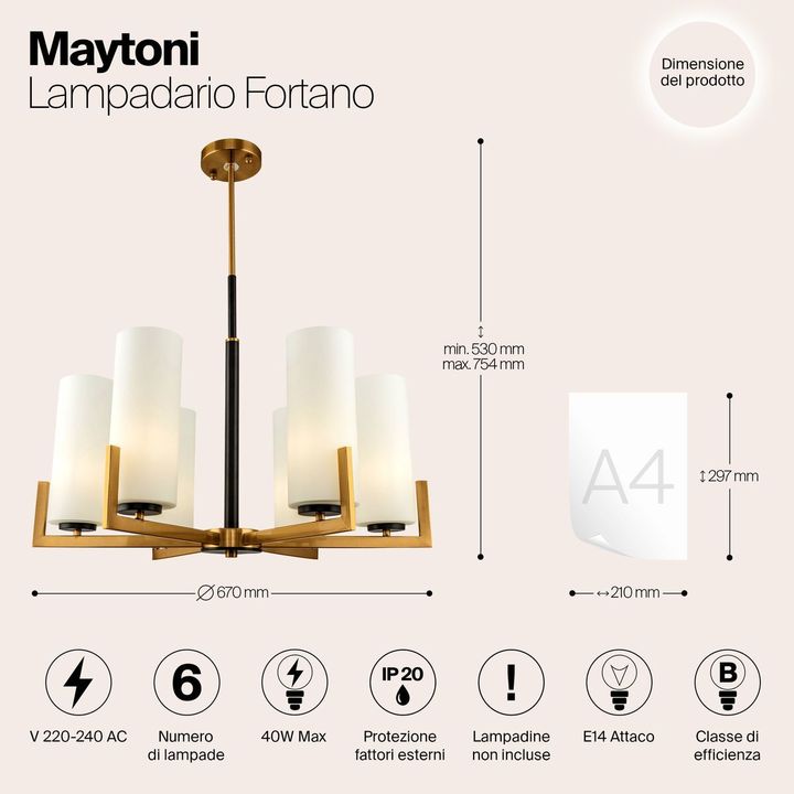 Подвесная люстра Maytoni Fortano MOD089PL-06BS