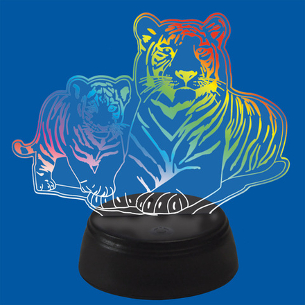 ULI-M508 RGB-3AA TIGER FAMILY-BLACK Светильник декоративный с эффектом 3D Семья тигров. на батарейках 3AA не в-к. 1 светодиод. RGB свет. TM Uniel