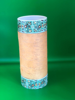 Ваза фарфоровая с берестой. Коллекция  Изразец Коломенское. Птицы. Бревно (Log).