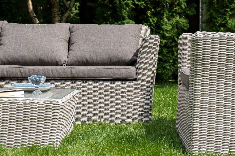 "Капучино" диван из искусственного ротанга трехместный, цвет бежевый