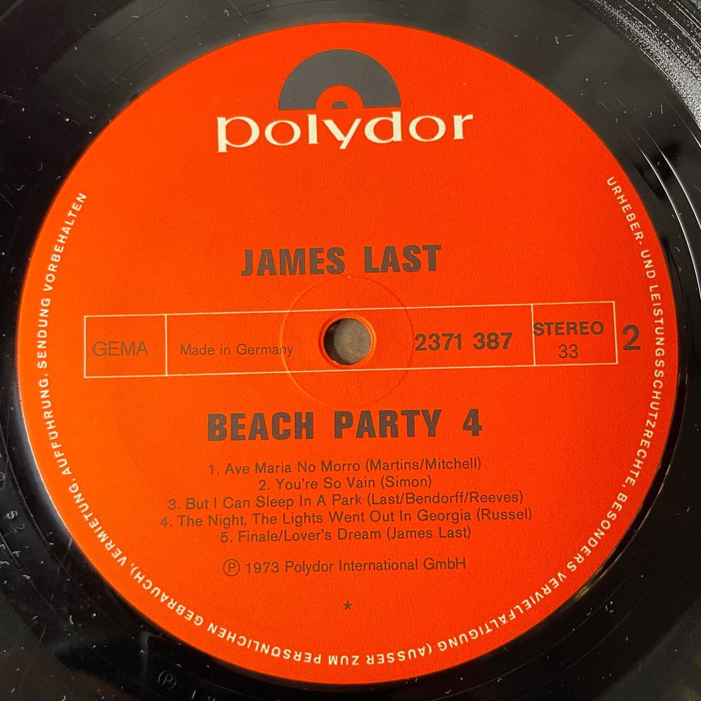 Винтажная виниловая пластинка LP James Last Джеймс Ласт Company Beachparty 4 (Germany 1973)