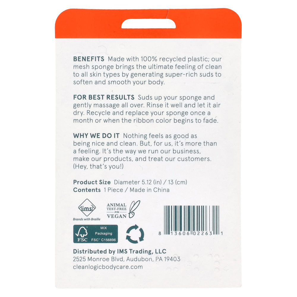 Cleanlogic, Экологически чистая, переработанная сетчатая губка, 1 шт.