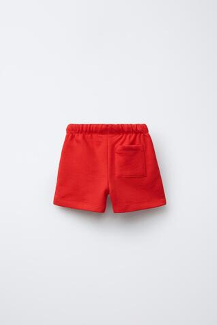 ZARA БЕРМУДЫ С НАДПИСЬЮ И ЛЕНТОЙ, КРАСНЫЙ
