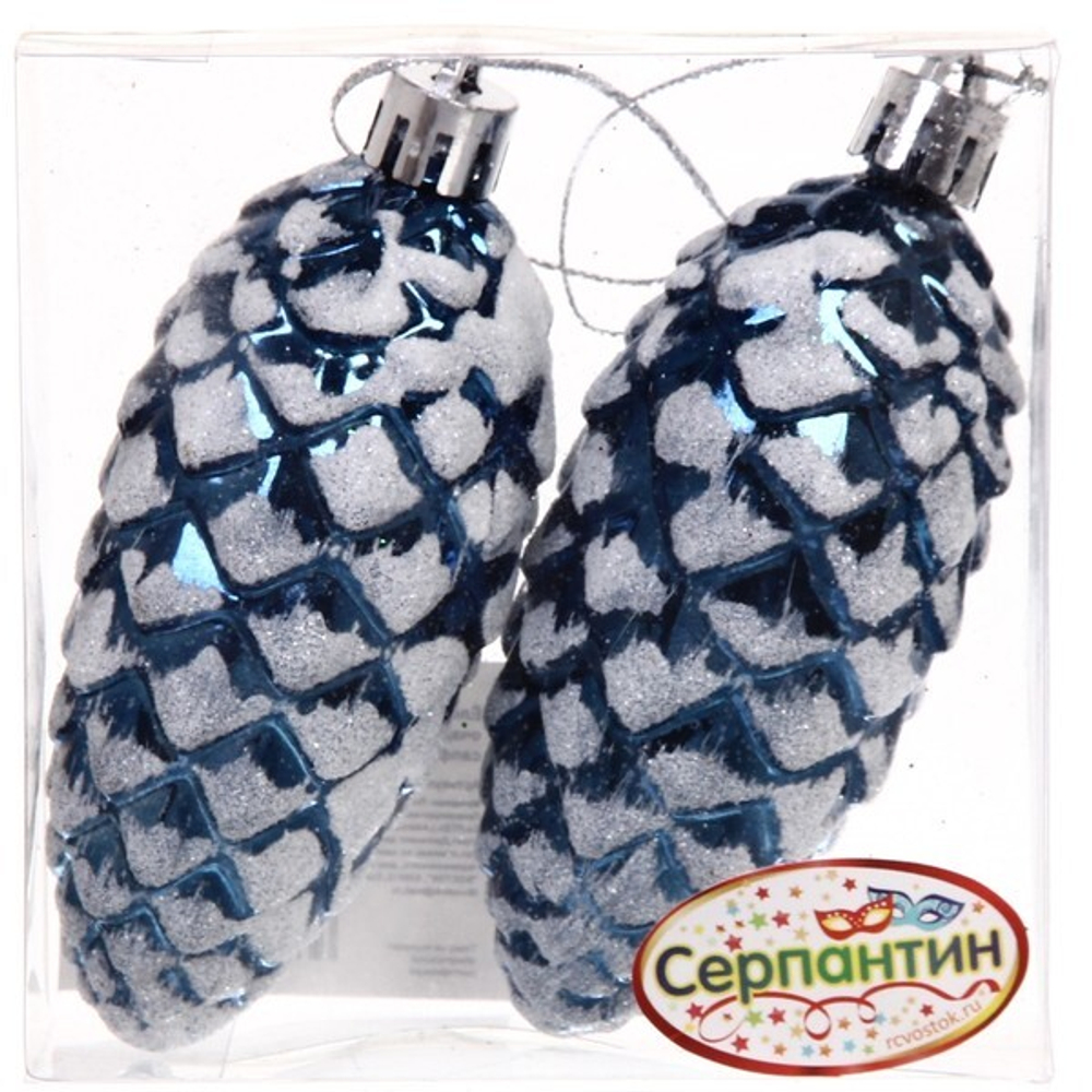 Ёлочные игрушки «Таинственное очарование» Шишки 9 см (набор 2шт), сапфир