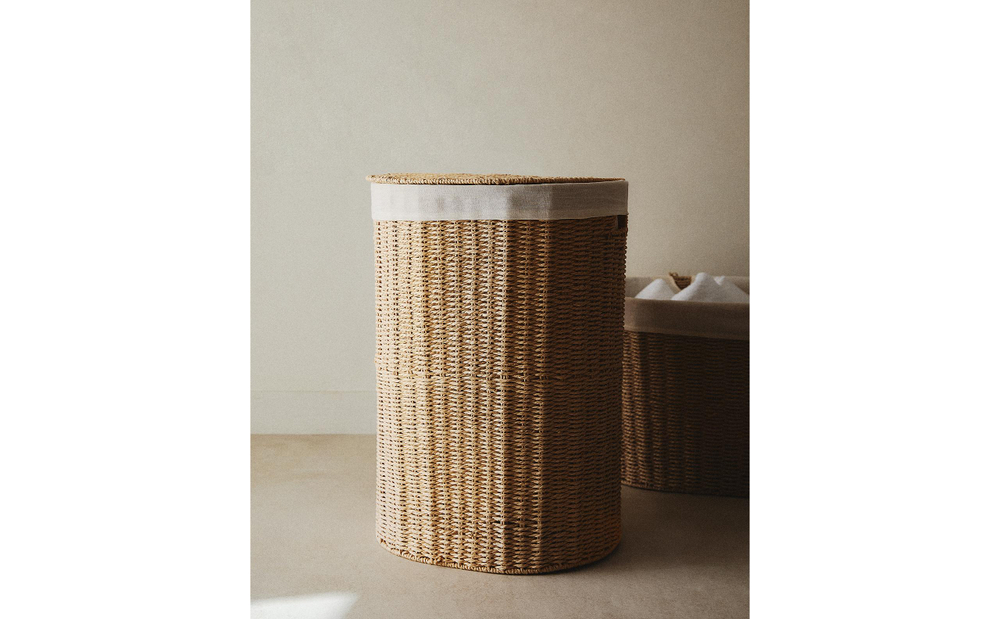 Zara Home Корзина из плетёной бумаги, цвет бежевый, 55.5 см