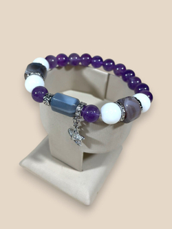 Браслет для Близнецов, агат и аметист