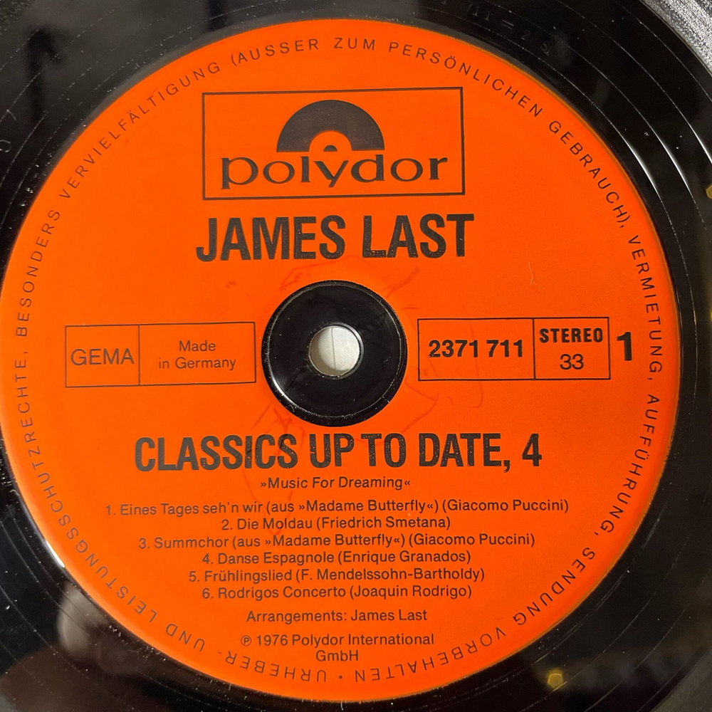 Винтажная виниловая пластинка LP James Last Orchestra Джеймс Ласт Classics Up To Date Vol. 4 (Music For Dreaming) (Германия 1976)