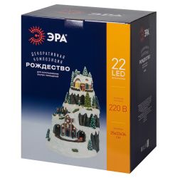 Светодиодная новогодняя фигура ЭРА EFIS-S07 композиция Рождество музыка теплый белый свет 3*АА 25*23*34 см