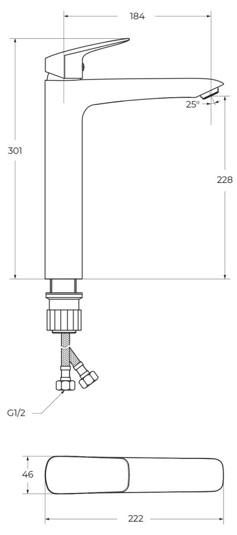 Cмеситель BelBagno для накладных раковин DUE-LMC-CRM-W0 без донного клапана