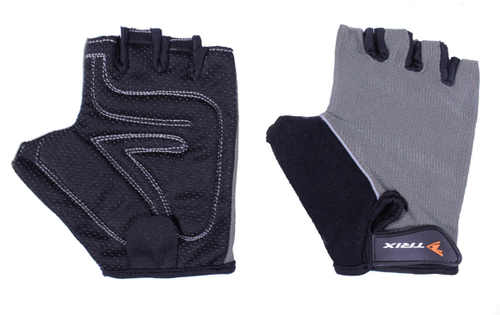 Перчатки TRIX муж., M, коротк. пальцы, лайкра, искусств. замша, велюр, антискольз., с петелькой, серо-черн.