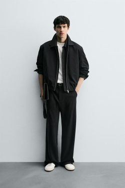 ZARA БРЮКИ RELAXED FIT ИЗ СТРУЯЩЕЙСЯ ТКАНИ, МОРСКОЙ ТЕМНО-СИНИЙ