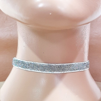 Чокер на шею "Праздничный" белый хамелеон блестящий (ширина 10мм).