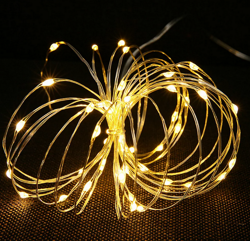 Гирлянда на батарейках (3м.) на проволоке желтый MZ001-3-3Y