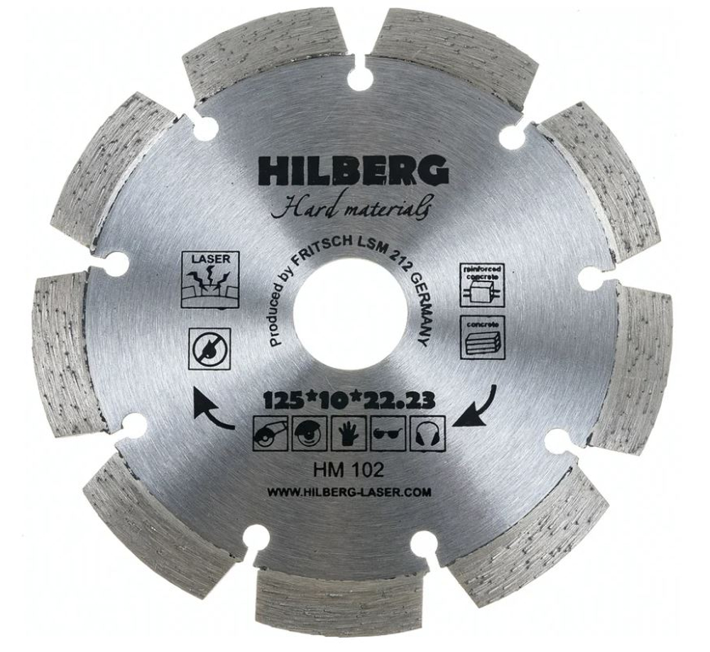 Диск алмазный отрезной, сегментный (125x2,0х22.23 мм) Hard Materials Laser Hilberg HM102