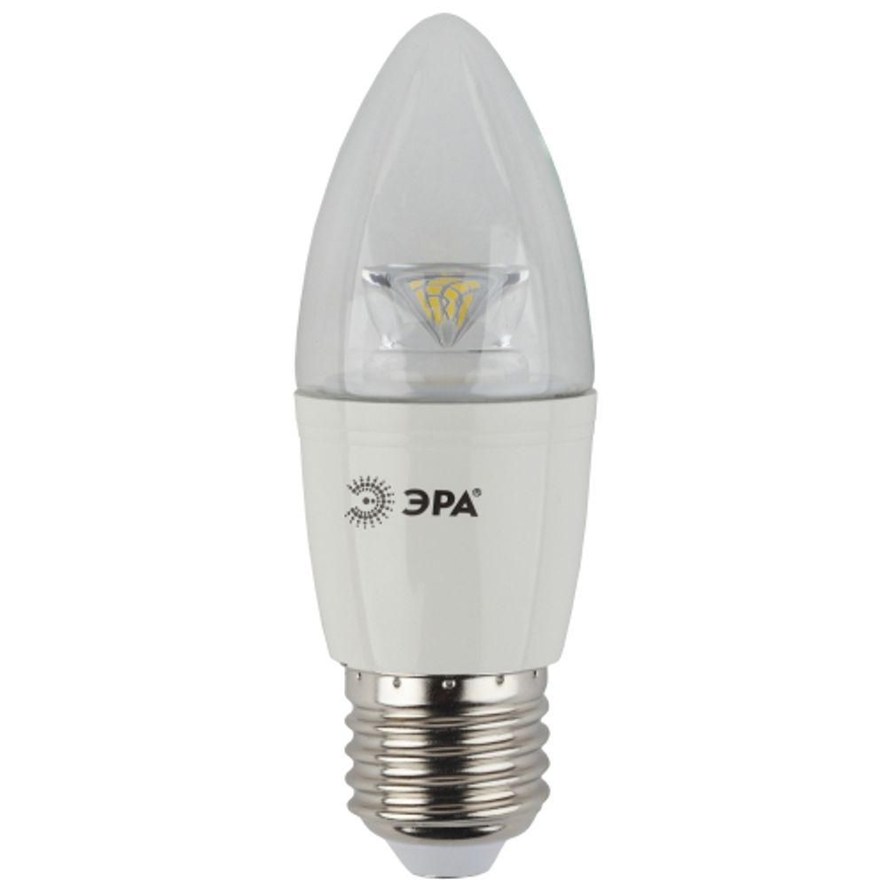 Лампа светодиодная ЭРА STD LED B35-7W-827-E27-Clear 7Вт свеча теплый белый свет E27/Е27 | Лампы cветодиодные Свеча (B/C)