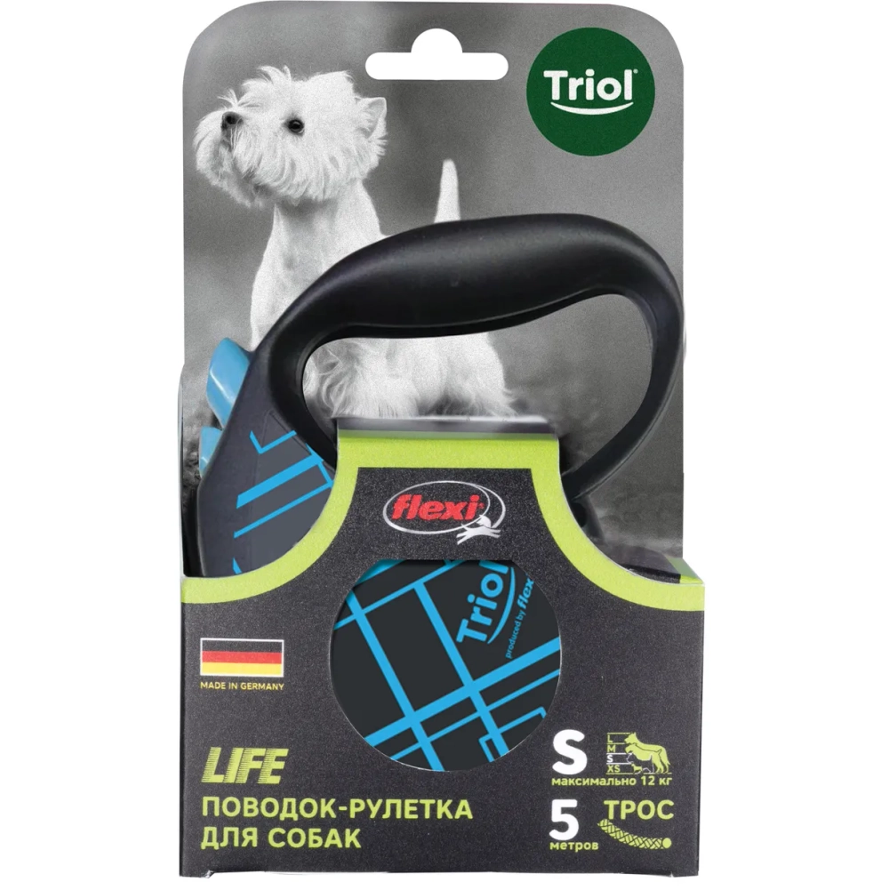 Рулетка Флекси Лайф трос 5 м 12 кг голубая