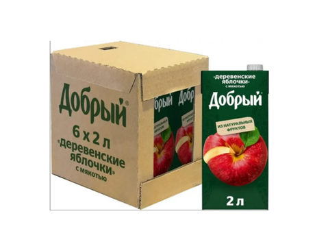 Добрый сок "Деревенские яблочки" 2,0 л. (6шт. в упаковке)