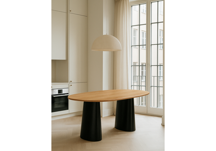 Стол деревянный Woodville Ares дуб, черный, ножки черные