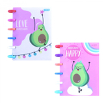 Блокнот А6, Yalong, цветные кольца, пластиковая обложка, клетка, 100 л., "Счастливые авокадо", ассорти