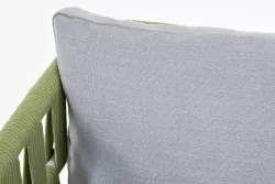 "Диего" кресло плетеное из роупа, каркас алюминий светло-серый (RAL7035) муар, роуп салатовый меланж круглый, ткань светло-серая