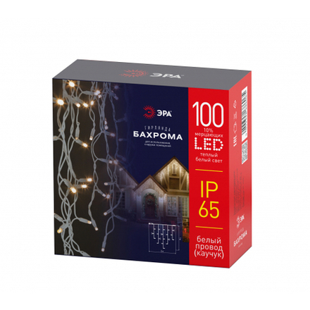 Коннектор ЭРА ERAPS-WK2 бахрома уличная белый каучук 2*1 м теплый белый 120 LED