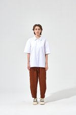 Рубашка унисекс с отложным воротником белая, короткий рукав