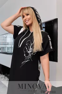 Платье 1553-черный-цветок Minova