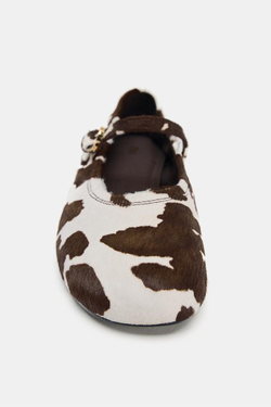 ZARA КОЖАНЫЕ БАЛЕТКИ С ПРИНТОМ, РАЗНОЦВЕТНЫЙ