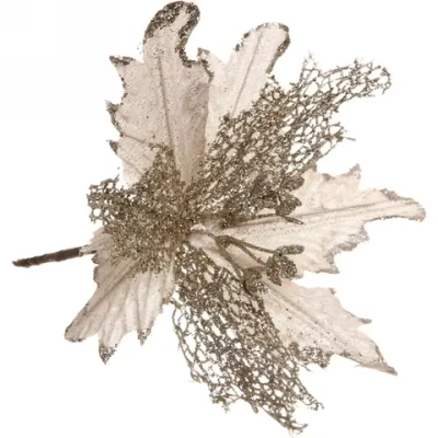 Украшение новогоднее «Пуансеттия-Нежность» 23 см, Шампань