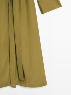 Massimo Dutti Длинное струящееся платье с V-образным вырезом, фисташково-зеленый