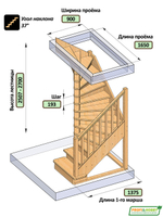 Лестница на второй этаж ЛС-05м Левая под покраску