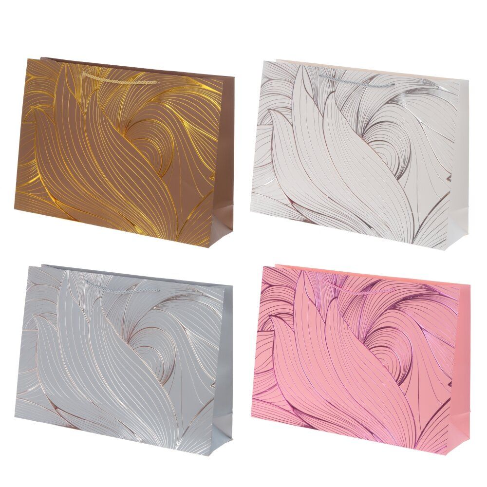 GAEM Пакет подарочный L (бумага 210г/м2, блок 12шт), L45 W12 H32 см, 4в.