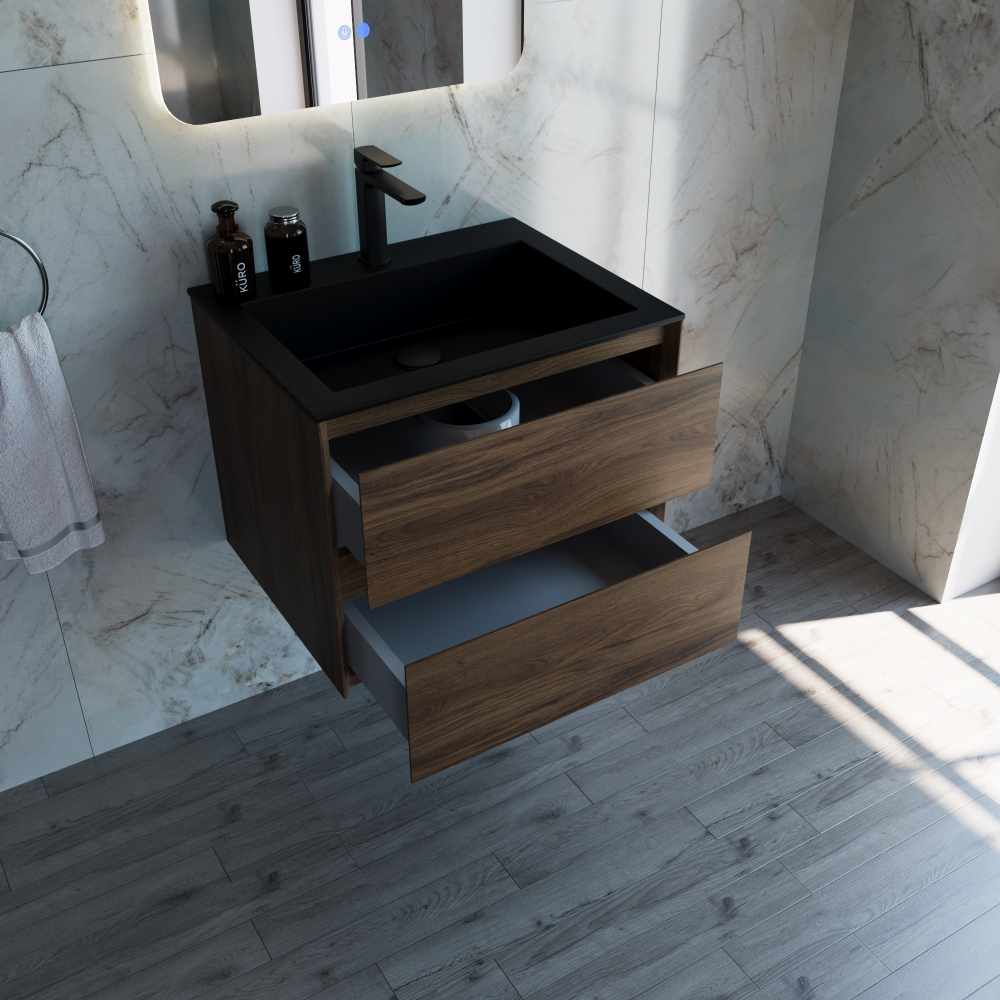 Тумба под раковину Vincea Luka 600 подвесная, 2 выкатных ящика soft-close, С.Oak