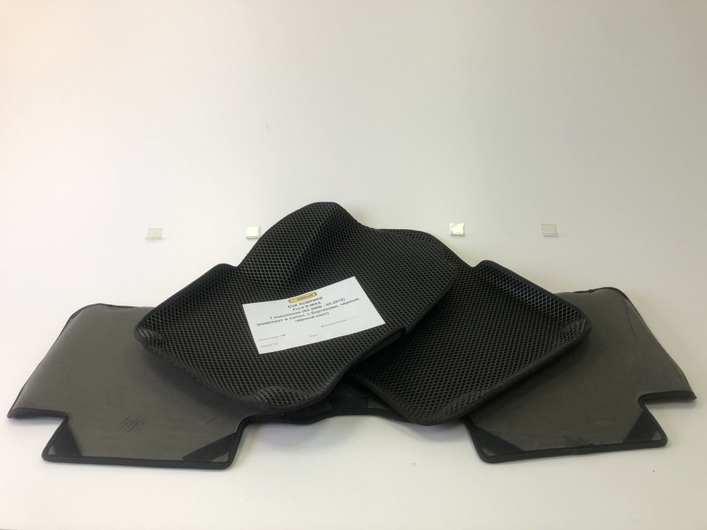 Коврики EVA для Ford S-MAX 1 поколение (03.2006 - 05.2015) - Комплект в салон - 3D С бортиками - Черный - Черный кант