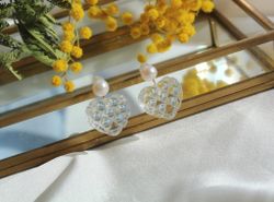 Серьги Plastics crystal with pearl