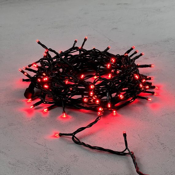Светодиодная нить 100 красных LED ламп, 10 м., 24В., черный провод ПВХ, LTC (PST100-11-1R)