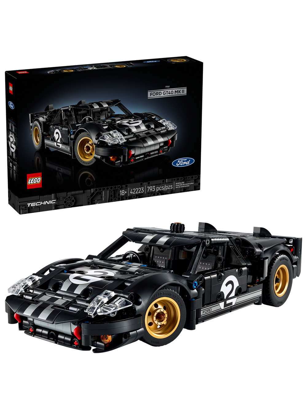 Конструктор Лего Техник Гоночный автомобиль Ford GT40 MKII 1966 42223 | LEGO Technic коллекционная модель 793 детали 18+