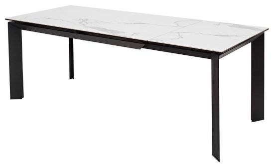 Стол CREMONA 140 HIGH GLOSS STATUARIO Белый мрамор глянцевый, керамика/ черный каркас