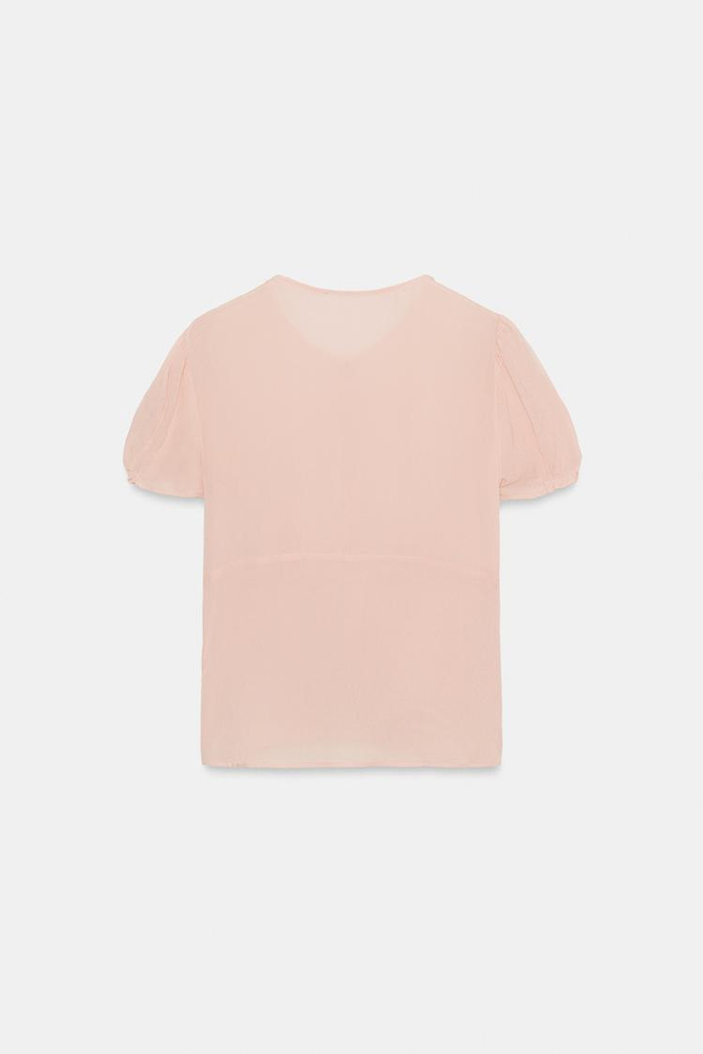 ZARA ТОП ИЗ ПОЛУПРОЗРАЧНОГО ЖОРЖЕТА, ПАСТЕЛЬНО-РОЗОВЫЙ