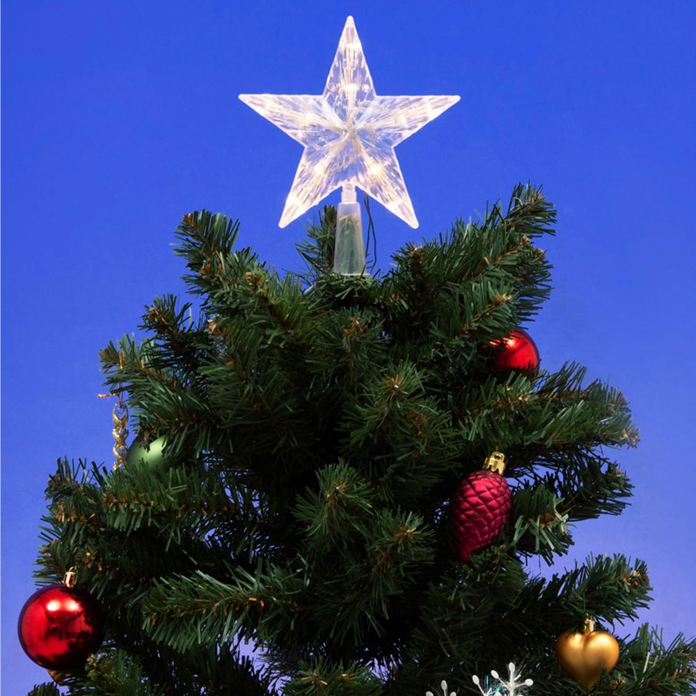 ULD-H1515-010-STB-2AA WARM WHITE STAR-2 Украшение светодиодное для ёлки Звезда-2. 15см. на батарейках не в-к. 10 светодиодов. Теплый белый свет. Прозрачный провод. TM Uniel.